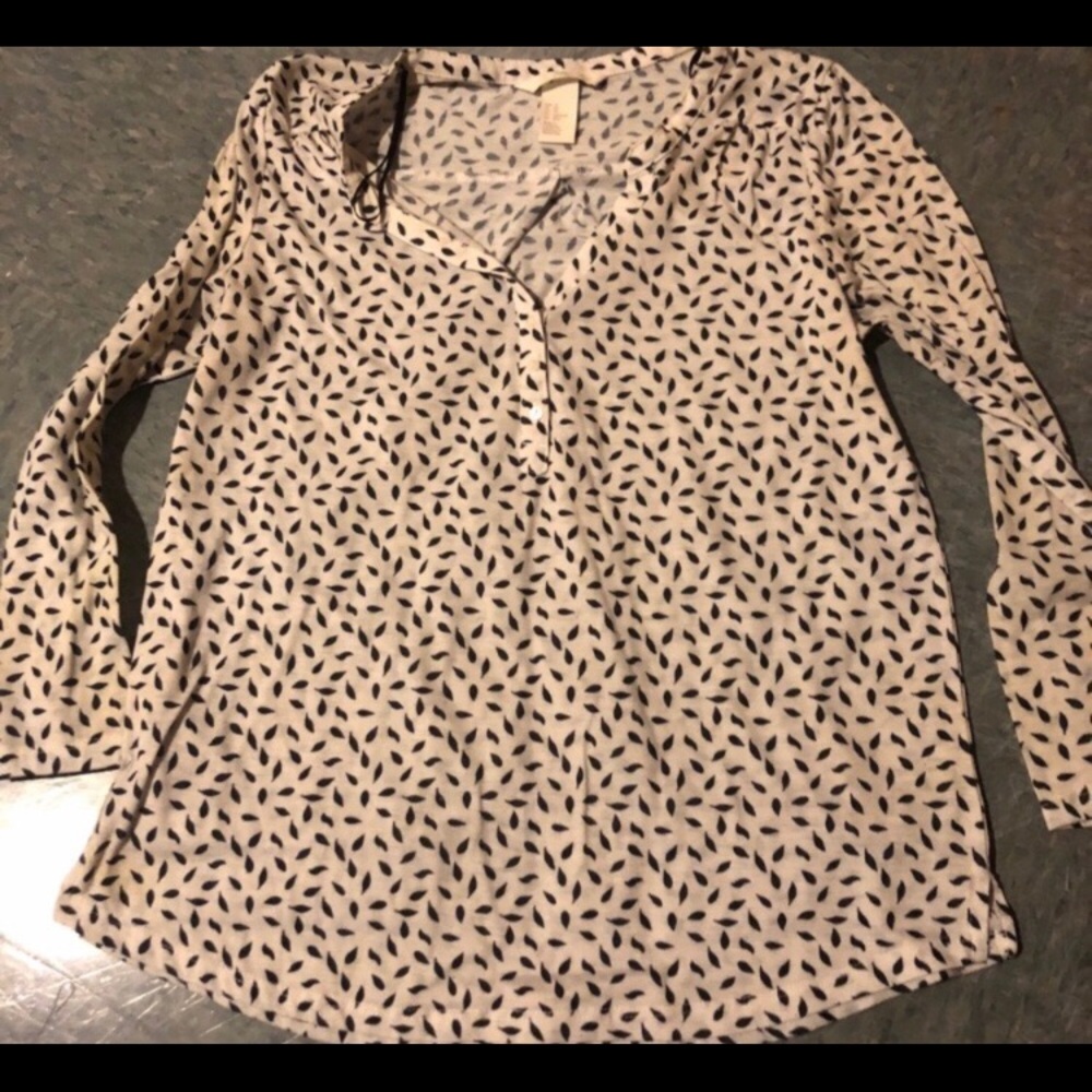 Anthropology black and cream printed cotton top XS